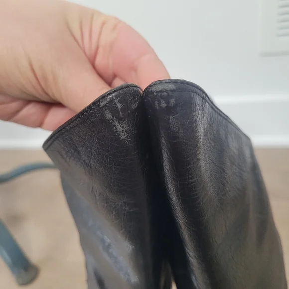 Vintage 80's black genuine leather mid calf boots Size 7 - Picture 14 of 16